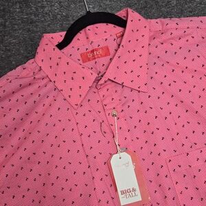 Men's Bruno Milano Big & Tall Short Sleeve Button‎ Shirt Sz 2XL Big Pink Anchor